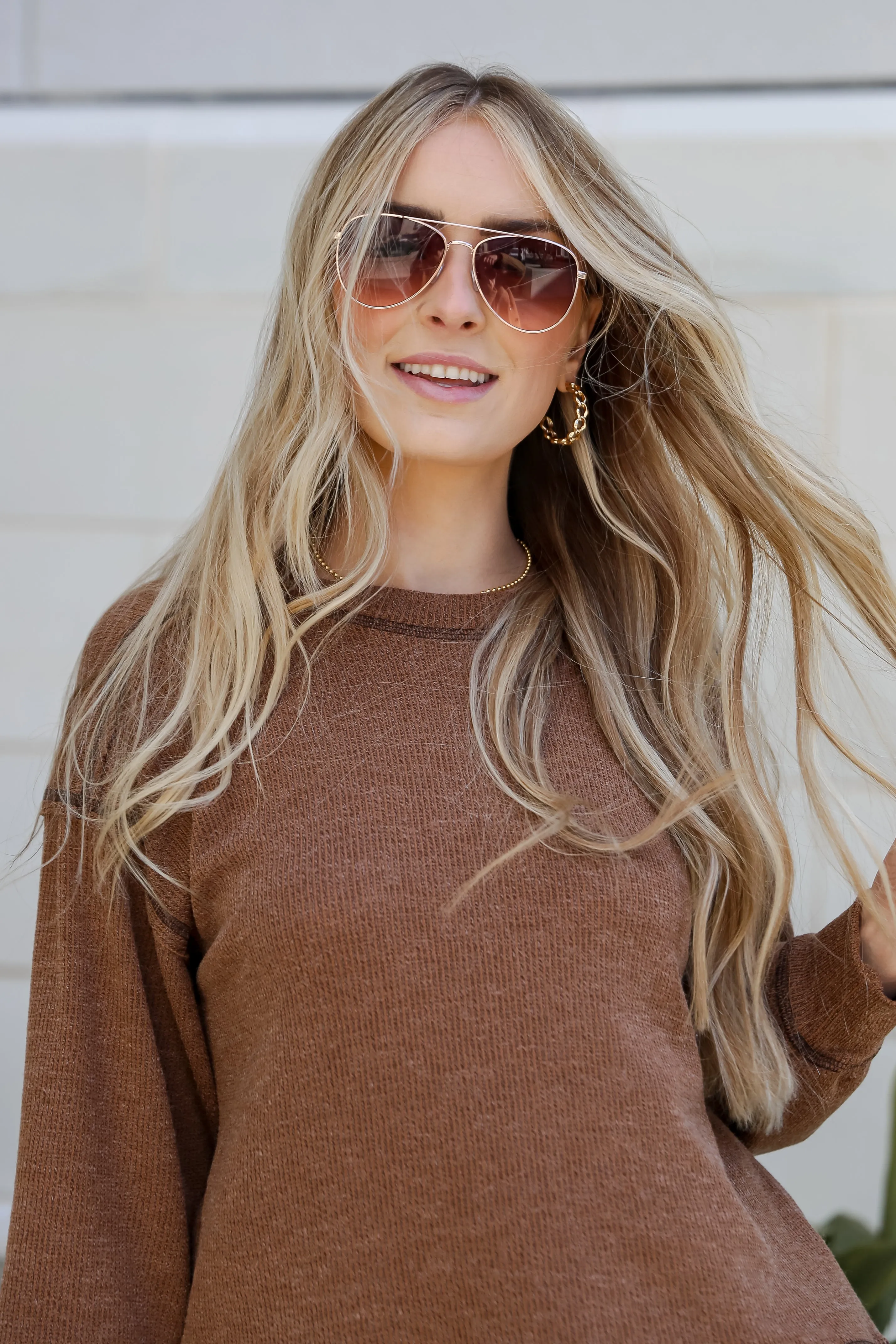 FINAL SALE - Everyday Brilliance Brown Lightweight Knit Top