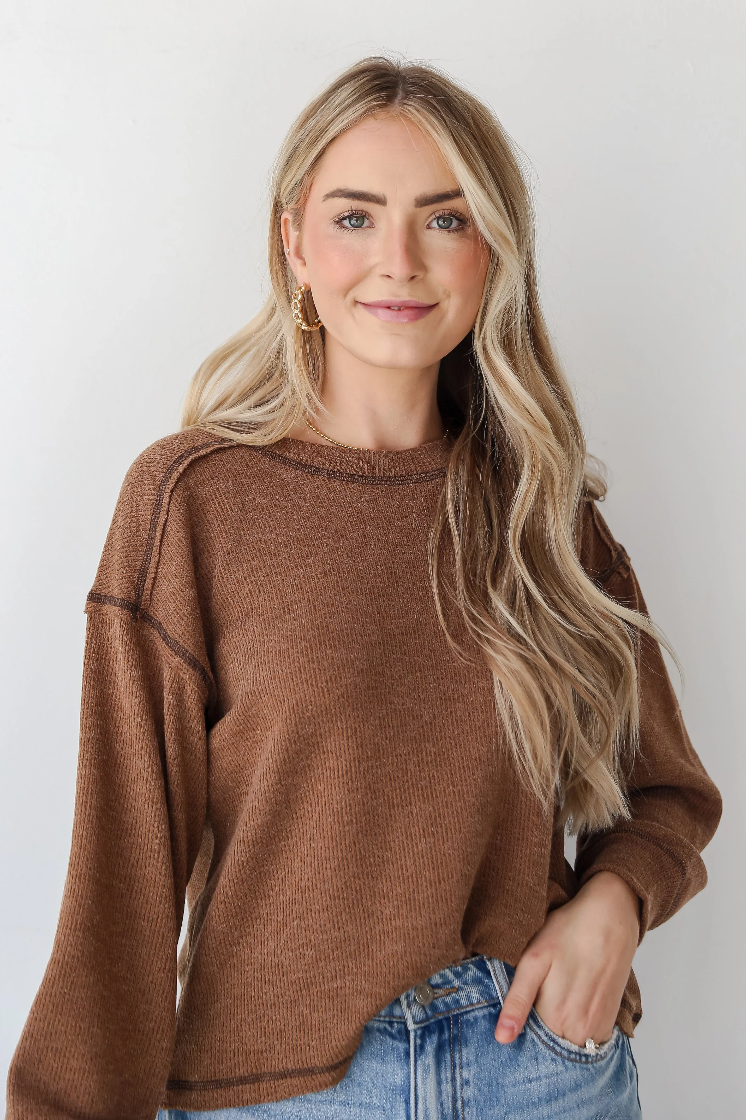 FINAL SALE - Everyday Brilliance Brown Lightweight Knit Top