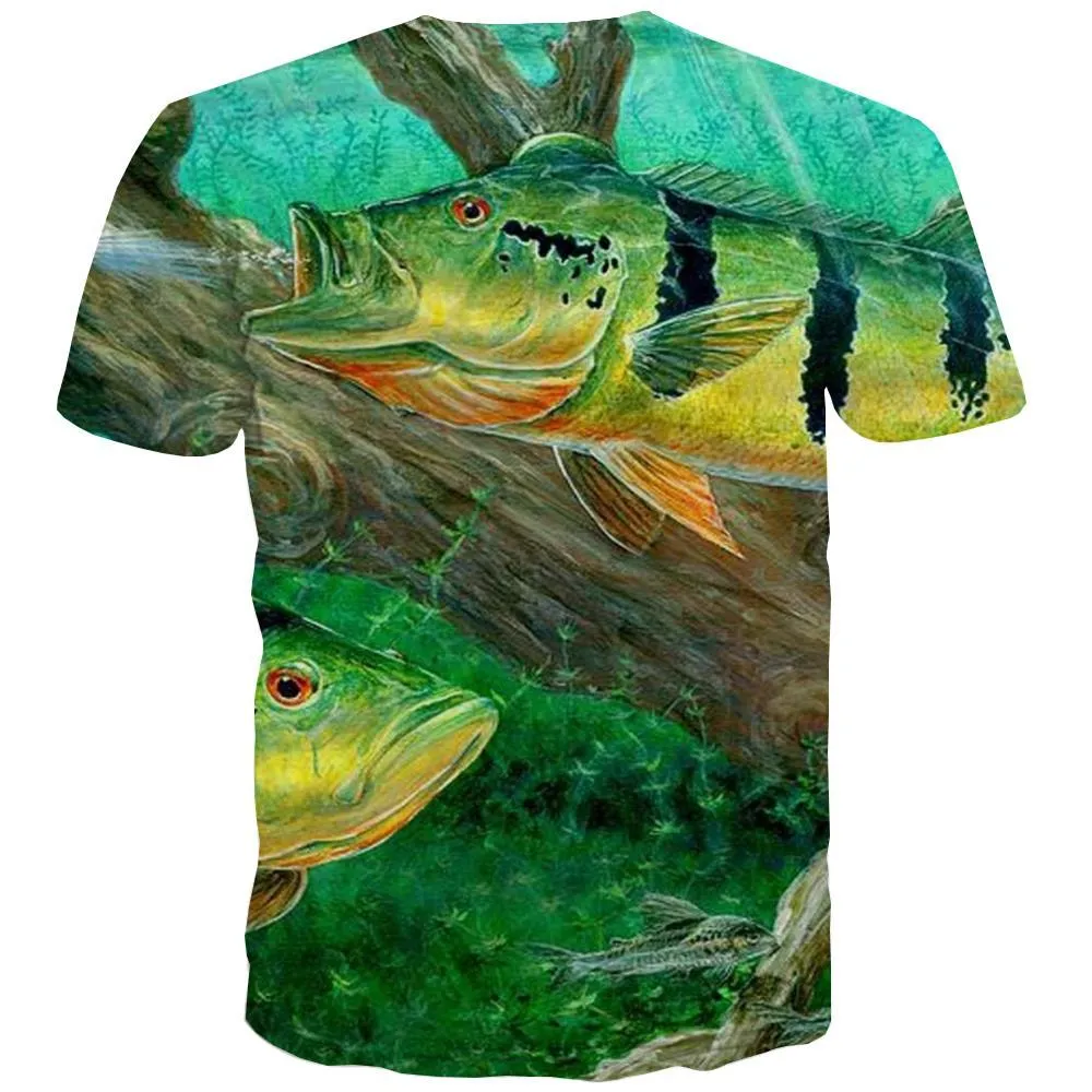 fishing T-shirt Men fish Tshirts Cool Short Sleeve Hip hop Tee O-neck Big Size