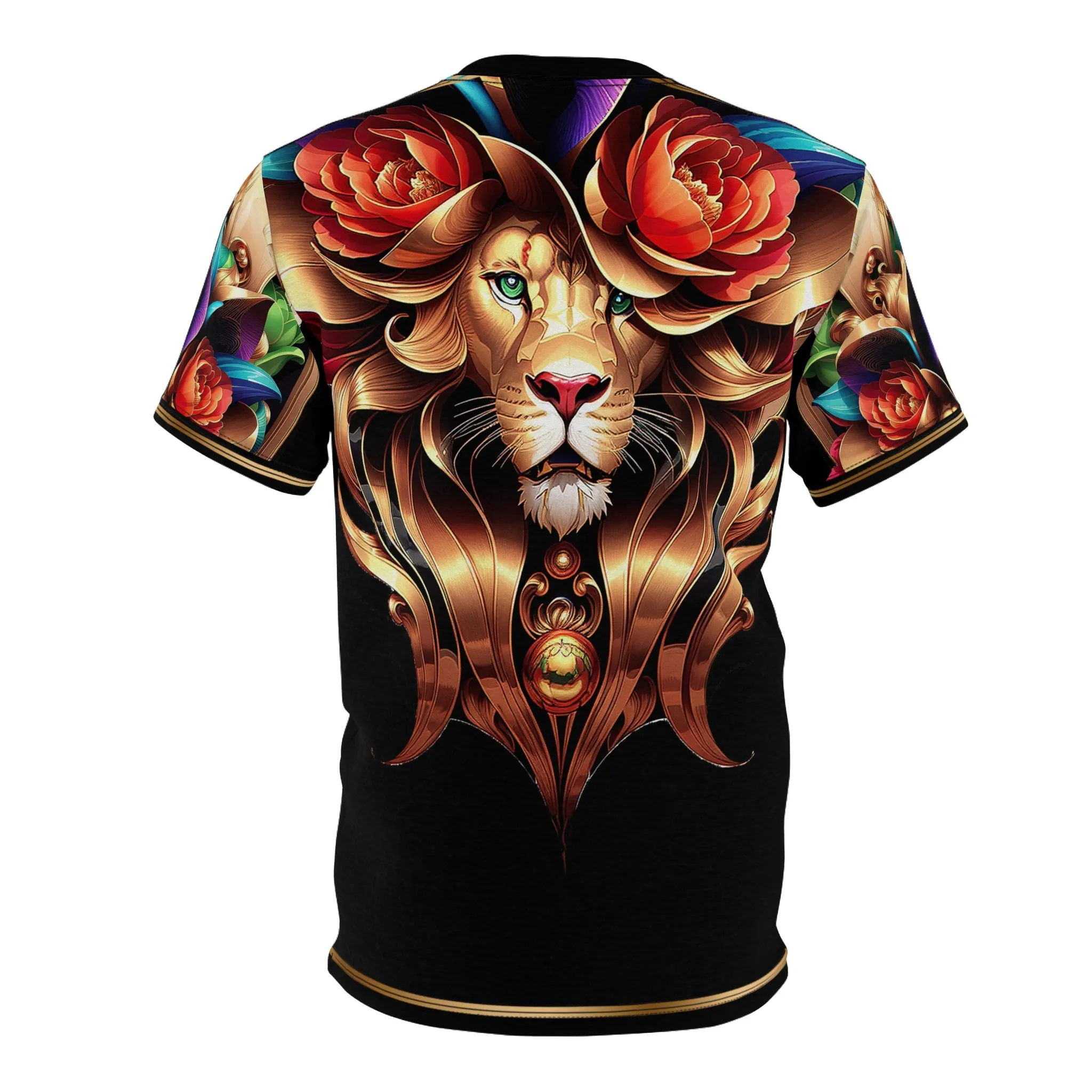 Floral Lion T-Shirt Unisex All Over Print Tee Decorative Lion T-Shirt for Men and Women | 00046