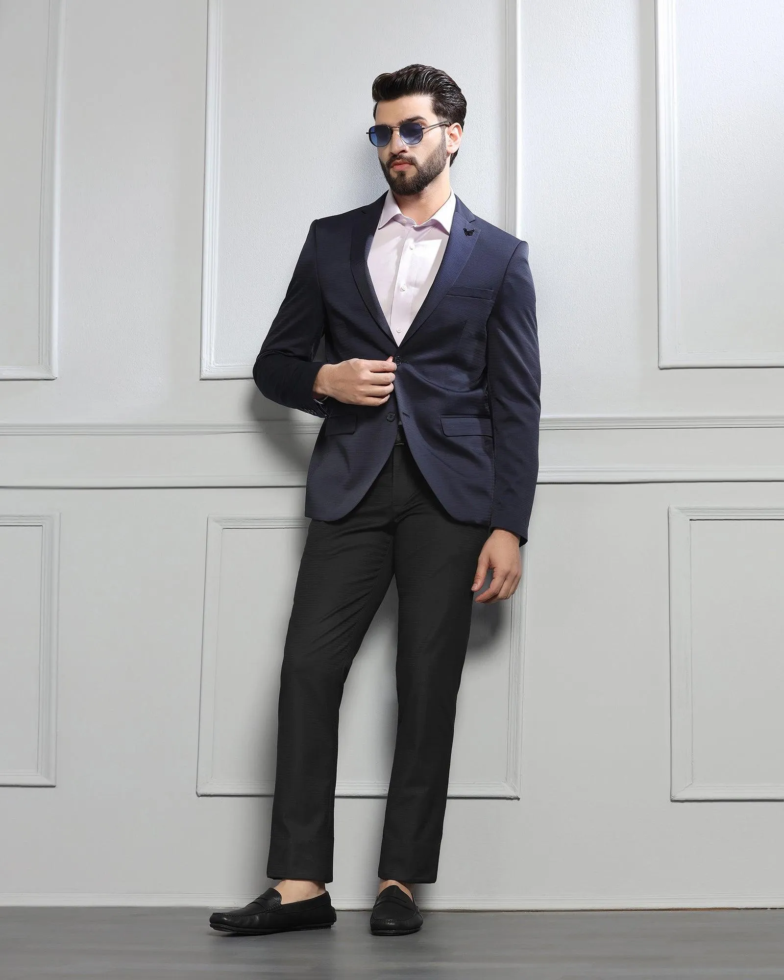 Formal Navy Solid Blazer - Darnet