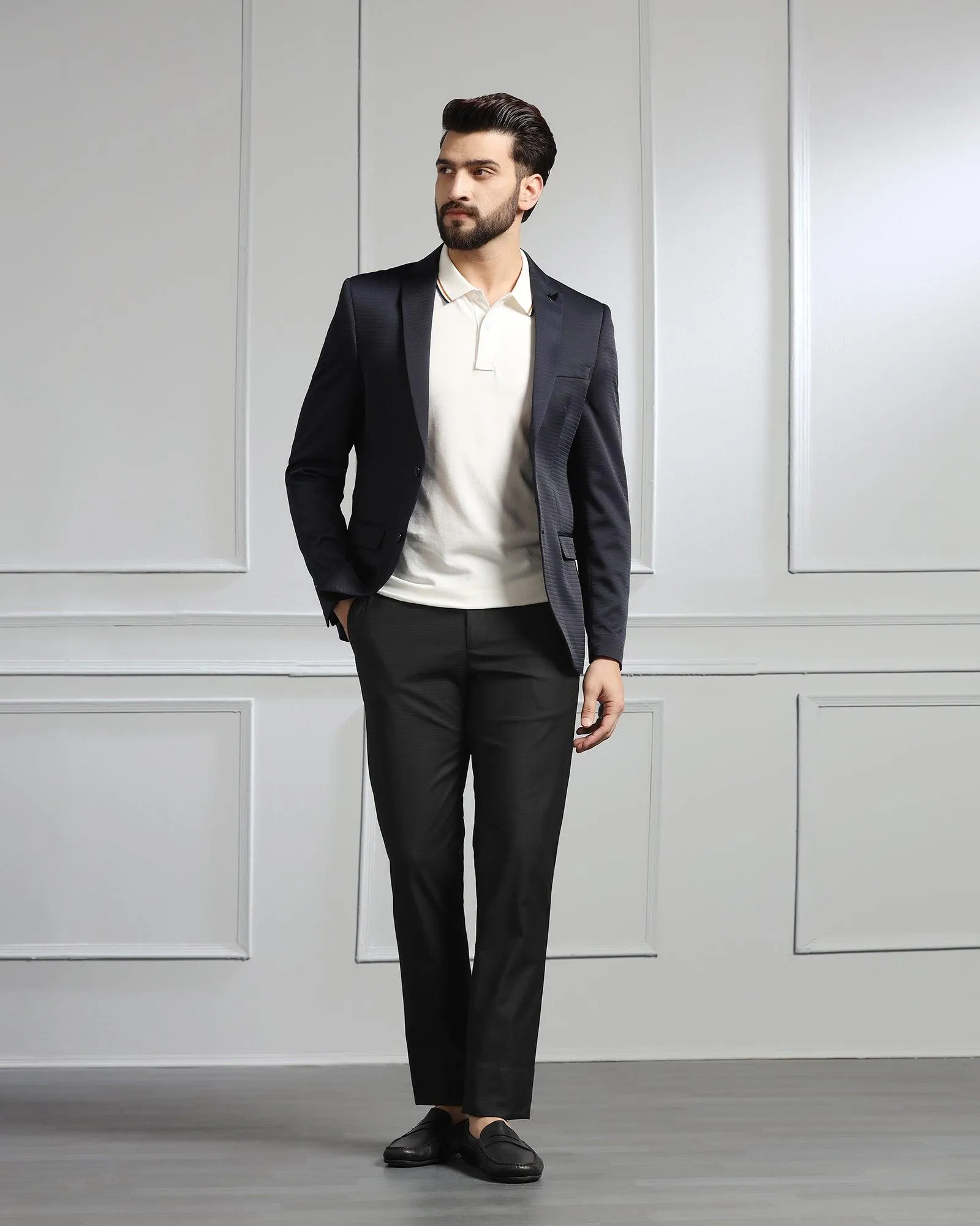 Formal Navy Solid Blazer - Darnet