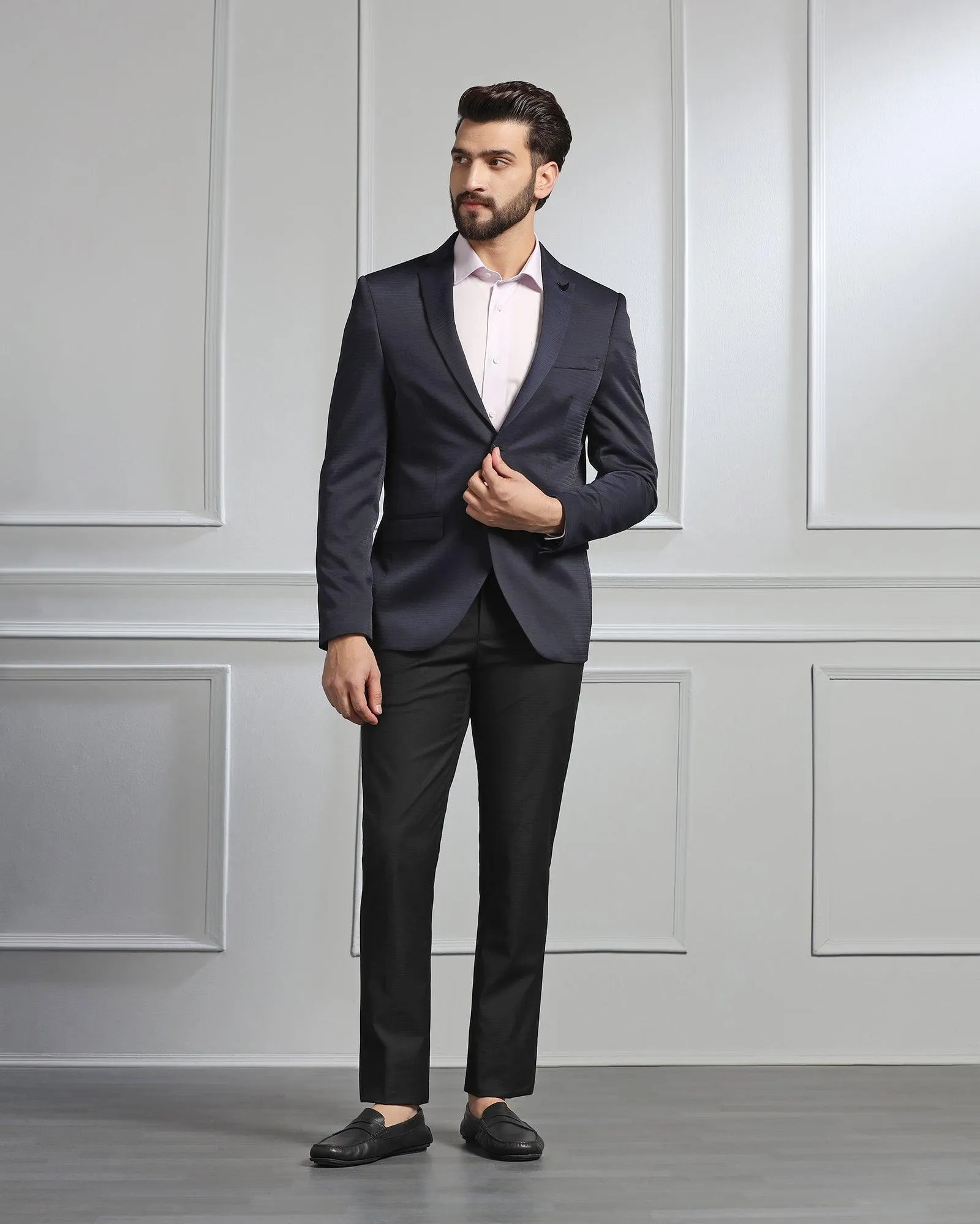 Formal Navy Solid Blazer - Darnet