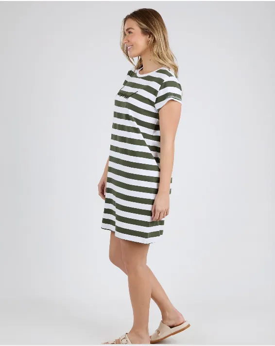 Foxwood Signature Stripe Tee Dress - Khaki