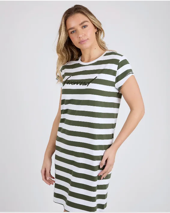 Foxwood Signature Stripe Tee Dress - Khaki