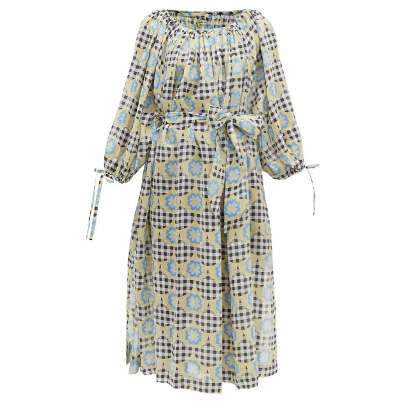 Frida Wailes Gingham Wallpaper Dress