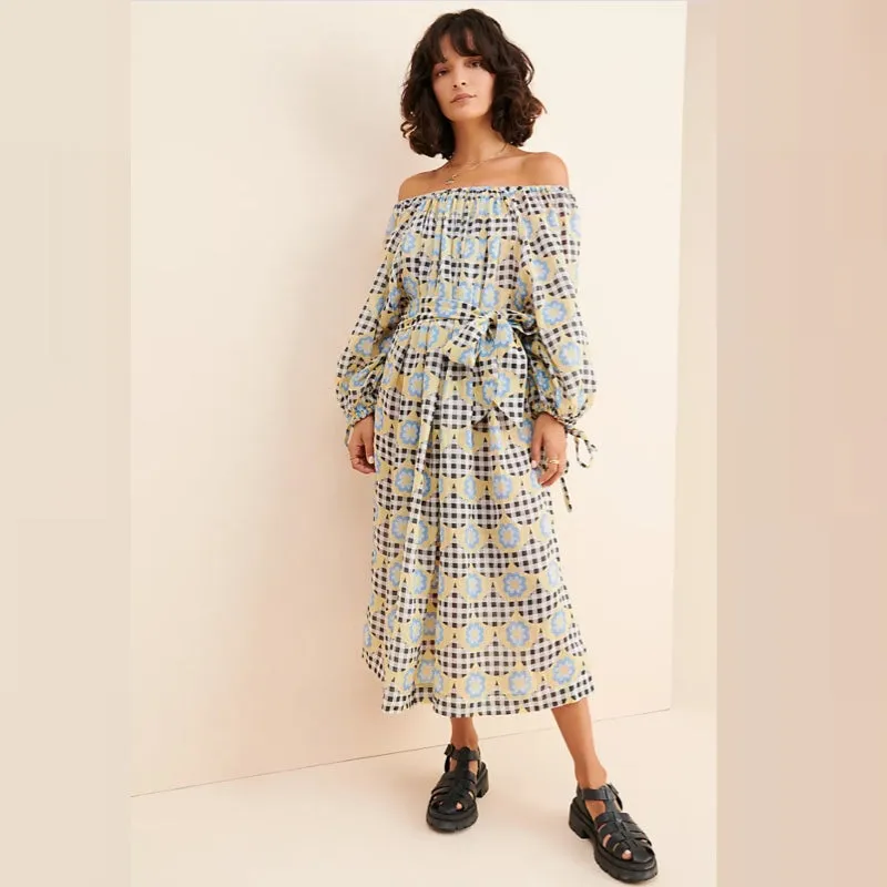 Frida Wailes Gingham Wallpaper Dress