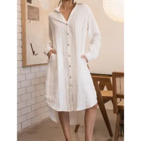 Fundamental Linen Shirt Dress - Nutmeg Stripe