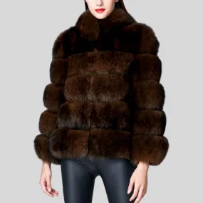 Genuine Think Stripped  Fox Fur Coat