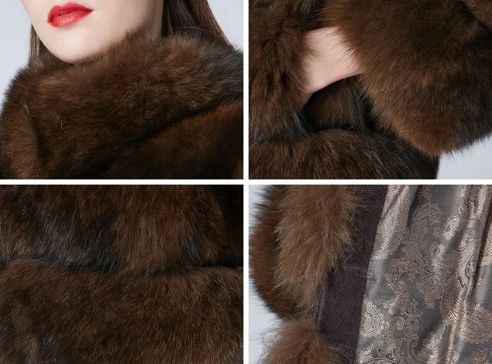 Genuine Think Stripped  Fox Fur Coat