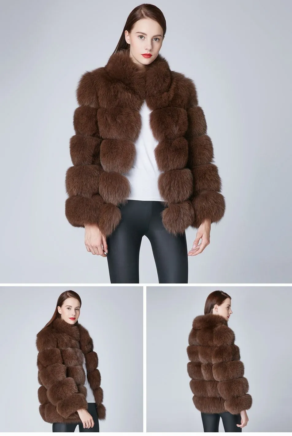 Genuine Think Stripped  Fox Fur Coat