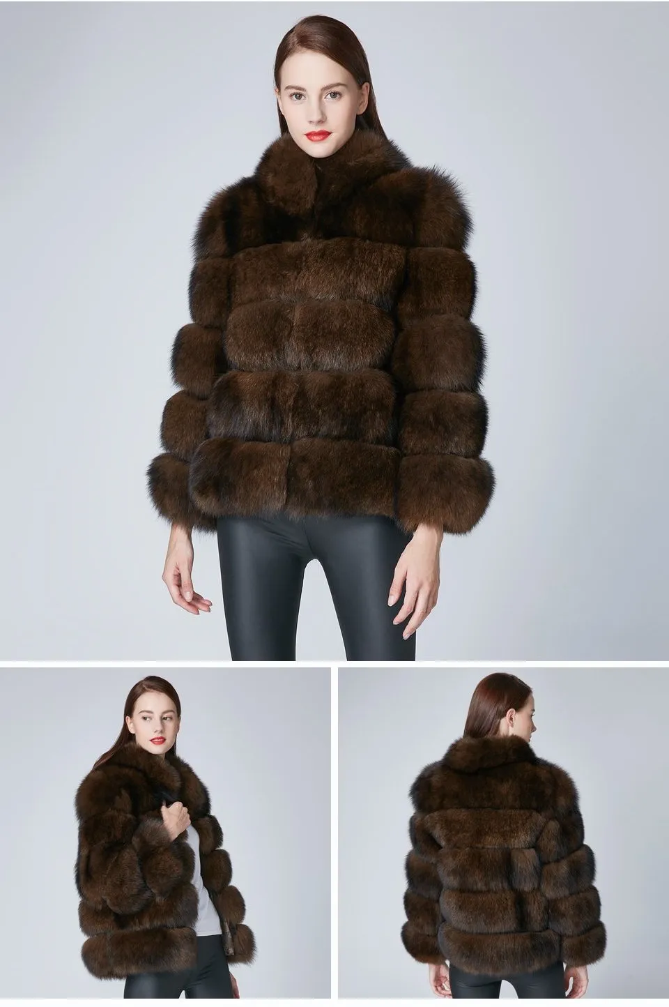 Genuine Think Stripped  Fox Fur Coat