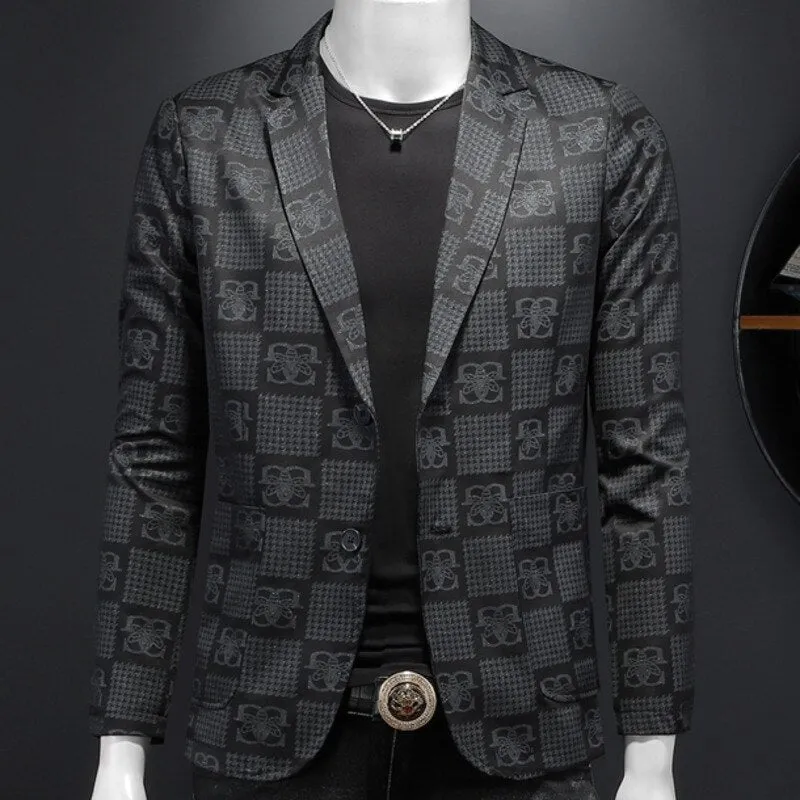 Geometric Abstract Letter Pattern Blazer