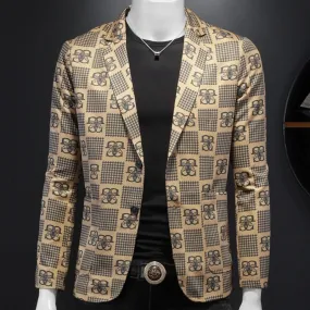 Geometric Abstract Letter Pattern Blazer