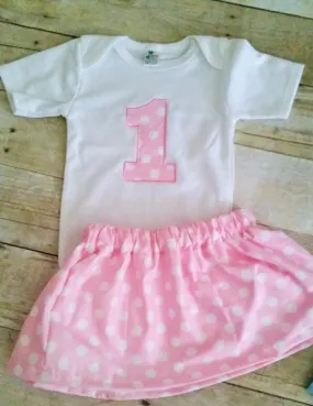 Girl first birthday outfit,  pink and white polka dot cake smash, 1st 2nd 3rd birthday, pink and white cake smash,  bodysuit