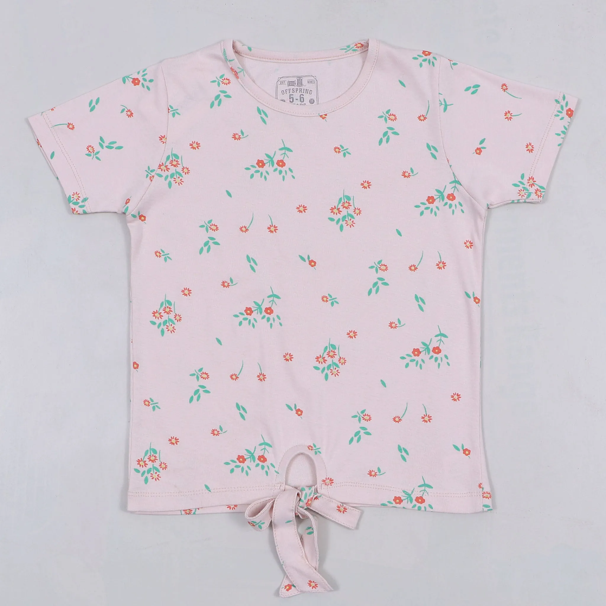 Girls Peach Flower Print Top