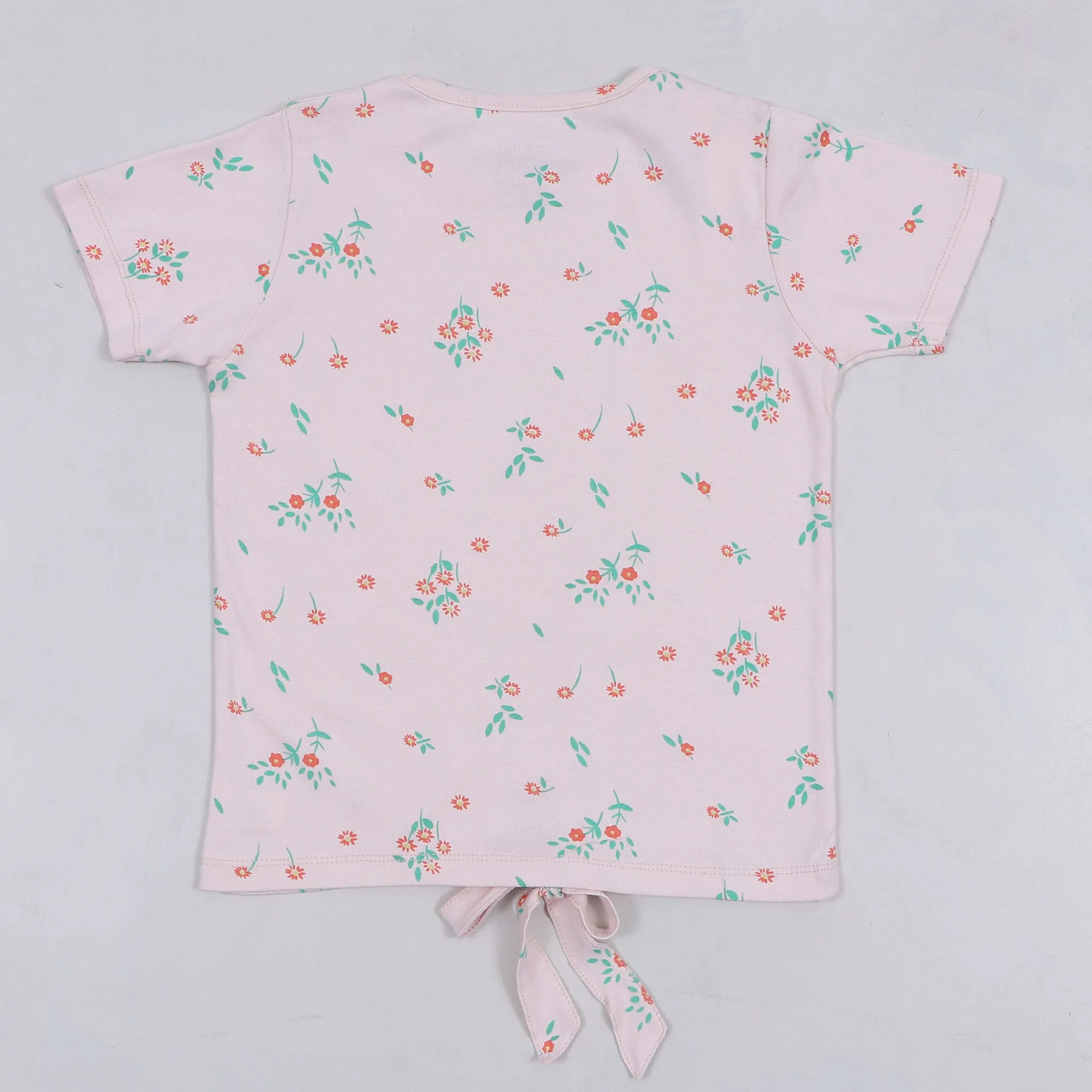 Girls Peach Flower Print Top