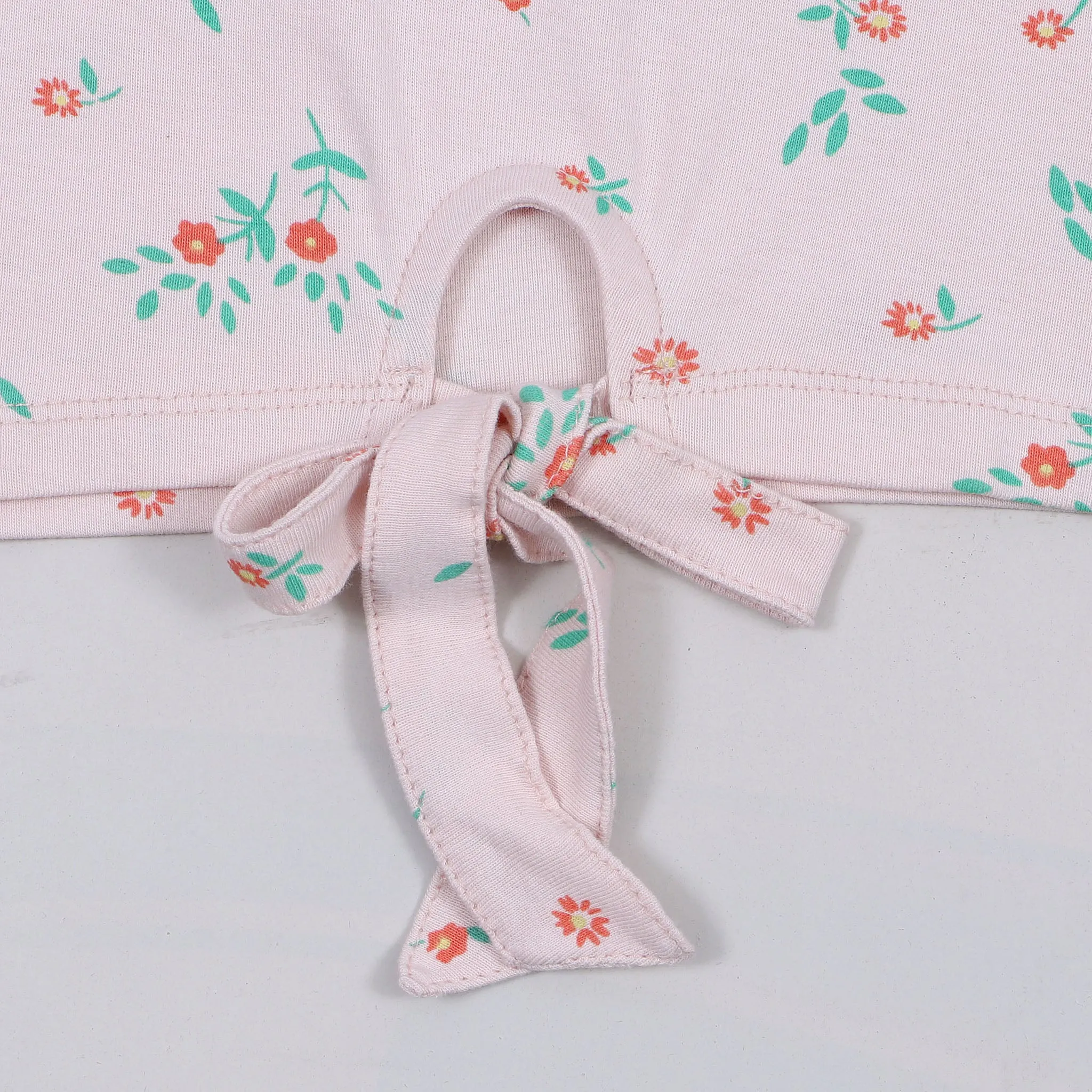 Girls Peach Flower Print Top