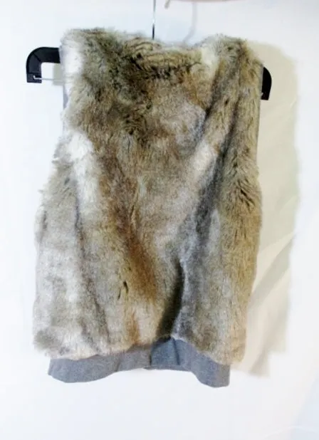 Girls SPLENDID Reversible Faux FUR Vest Sleeveless Jacket Coat 12 BROWN GRAY Youth