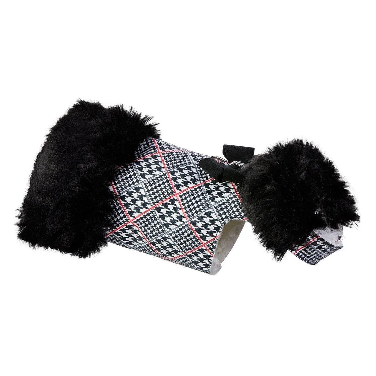 Glen Houndstooth Black Fur Coat