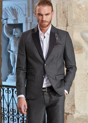 Gray Slim-Fit Jetsetter Jacquard 2-Pieces Suit