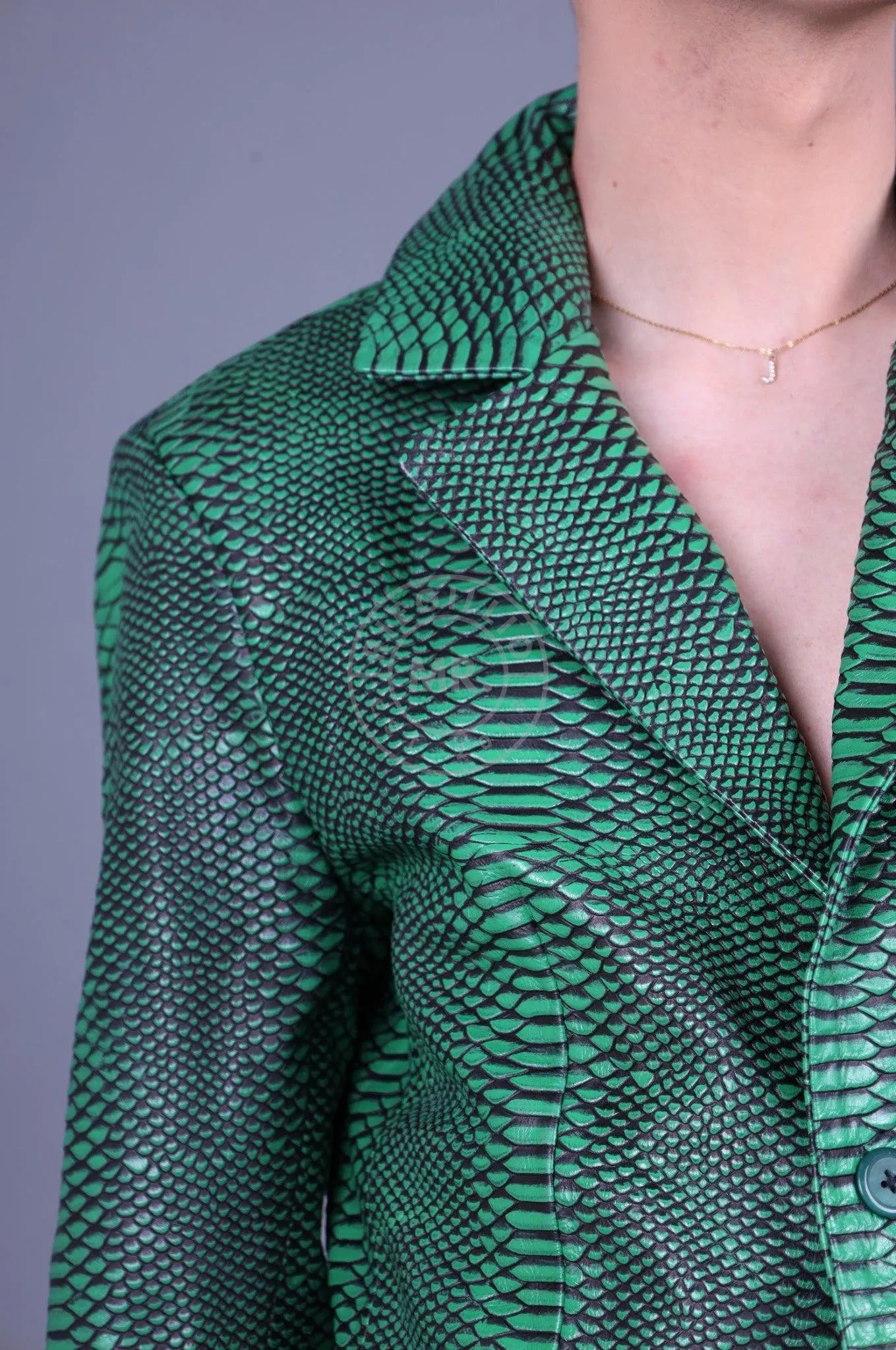 Green Leather Snake Blazer