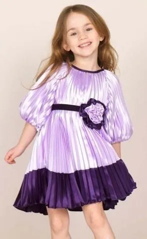 Halabaloo Lavender & Purple Pleated Dress