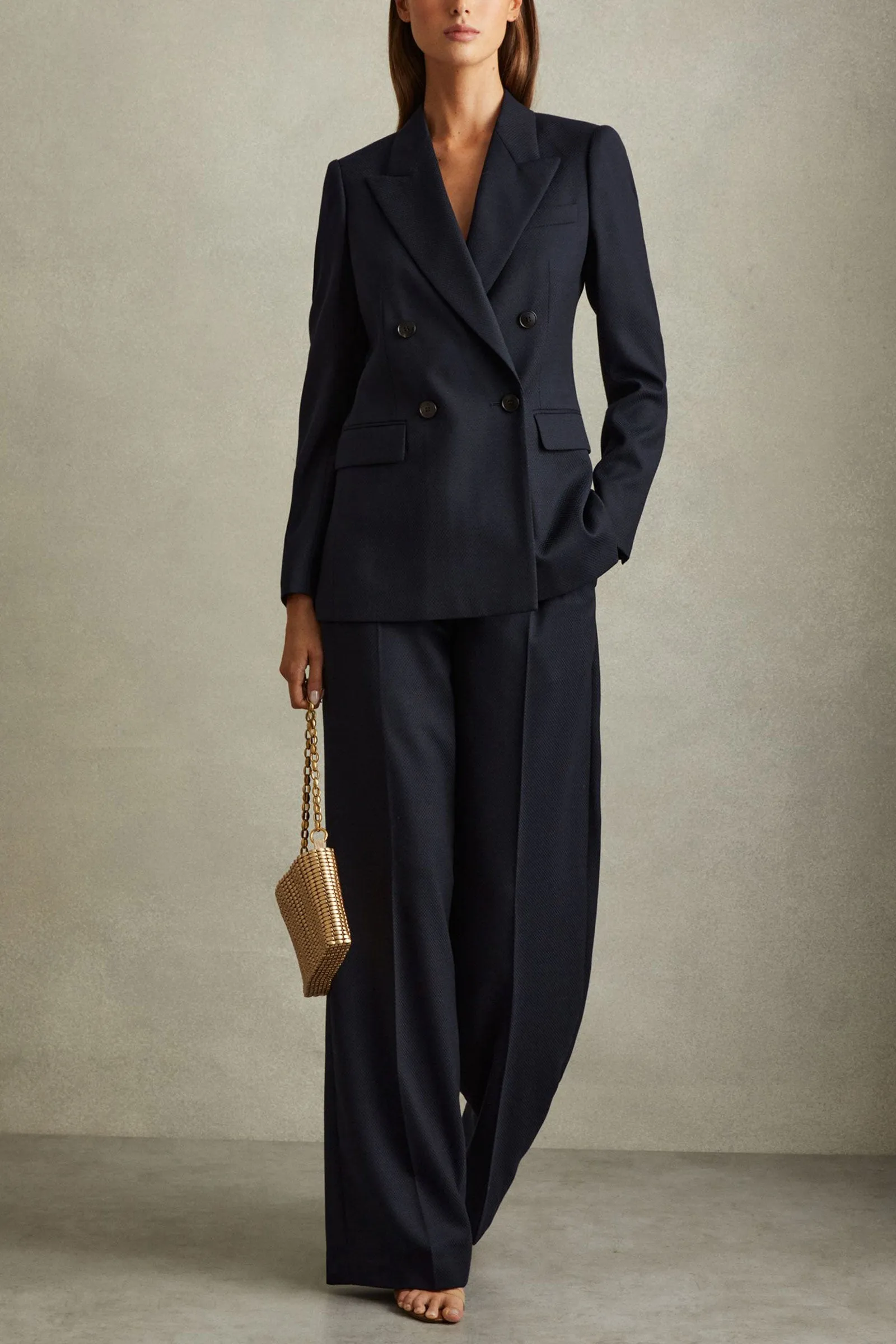 Hallie Textured Blazer & Wide Leg Suit Trousers