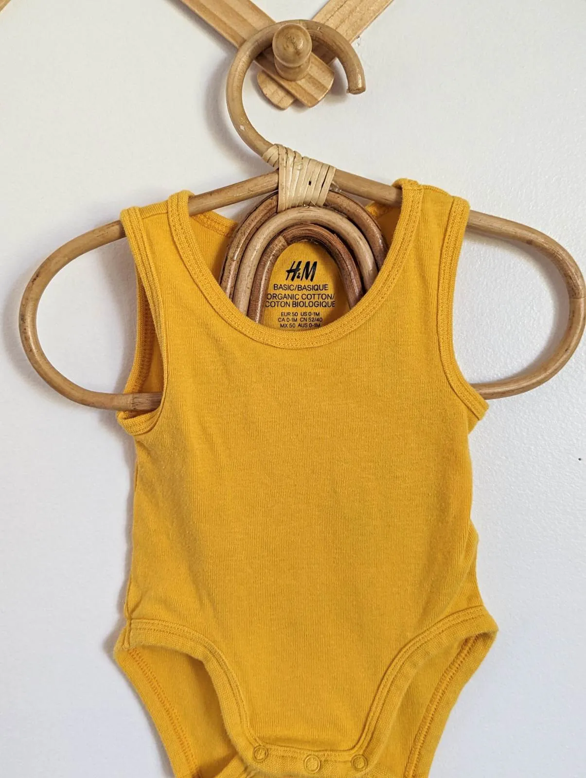 H&M Organic Cotton Yellow Tank Bodysuit (NB)