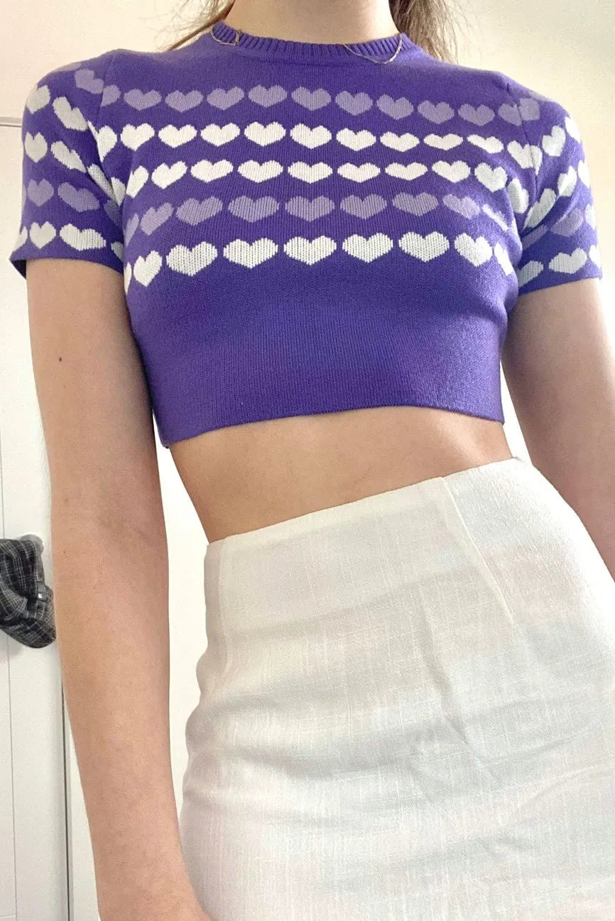 Heart knit crop top