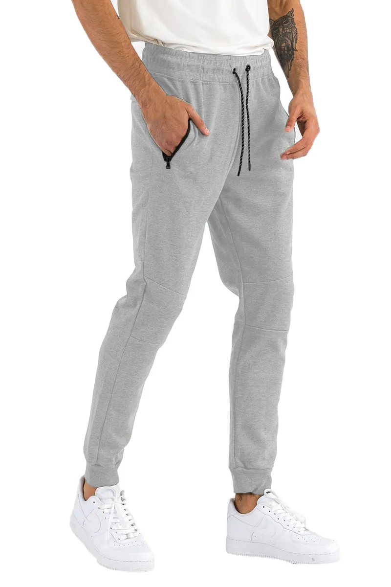 Heathered Comfort: Cotton-Poly Blend Sweatpants with Pockets