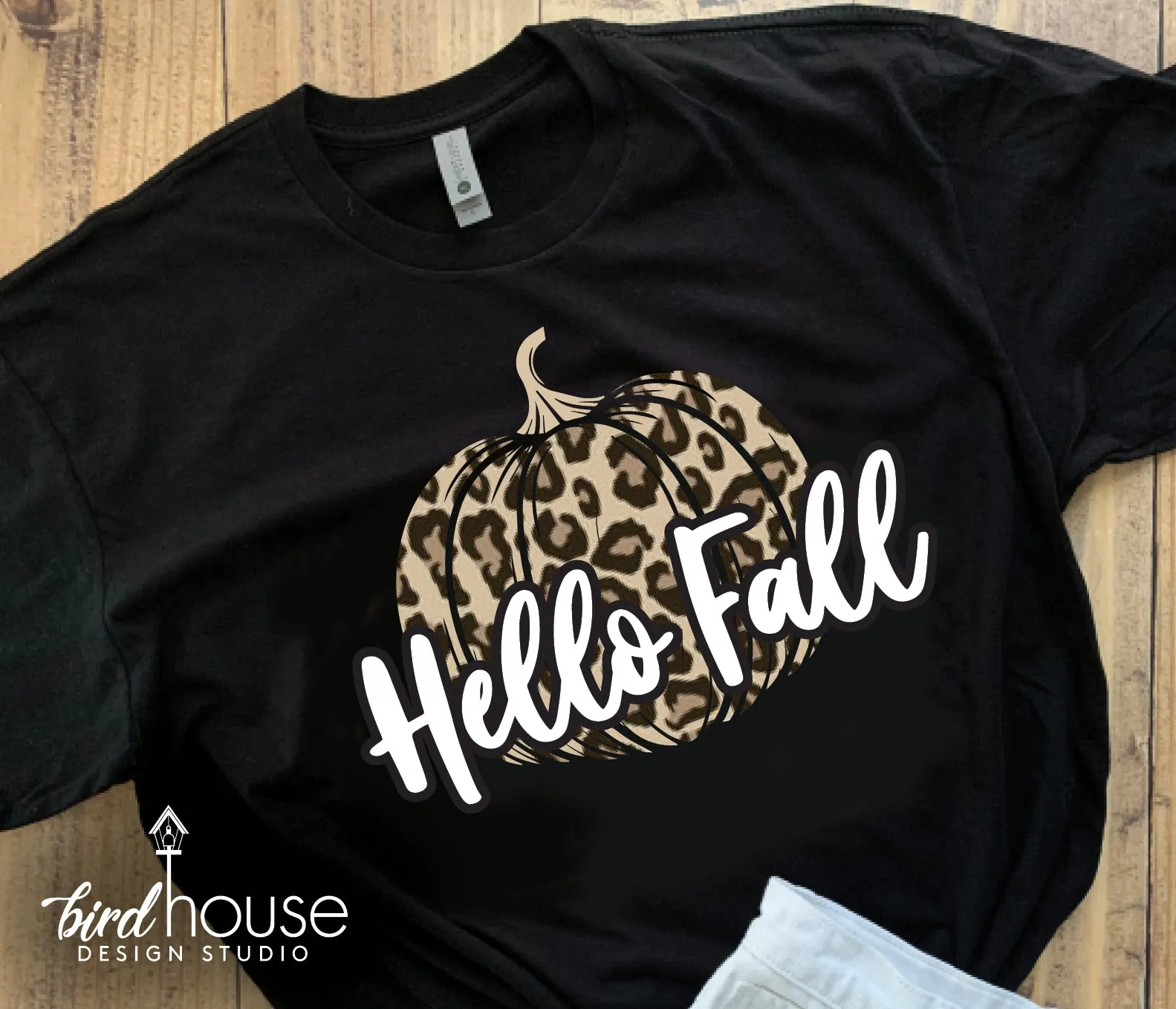 Hello Fall Pumpkin Shirt, Cute Animal Print Tee Thanksgiving