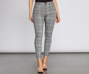 High Rise Plaid Skinny Pants