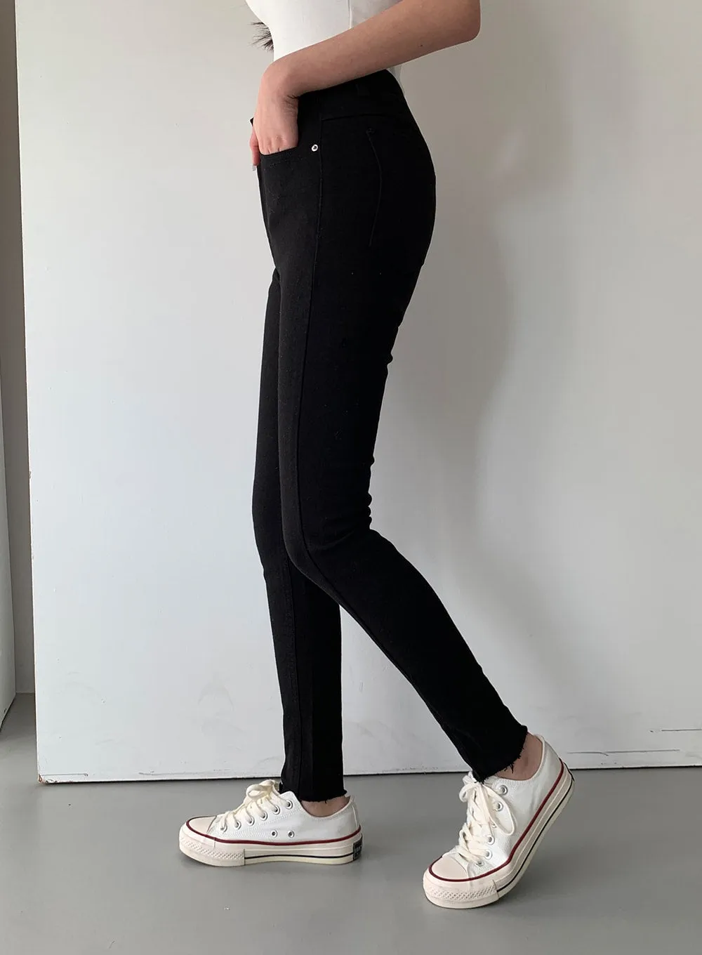 High Waist Cotton Skinny Pants J31