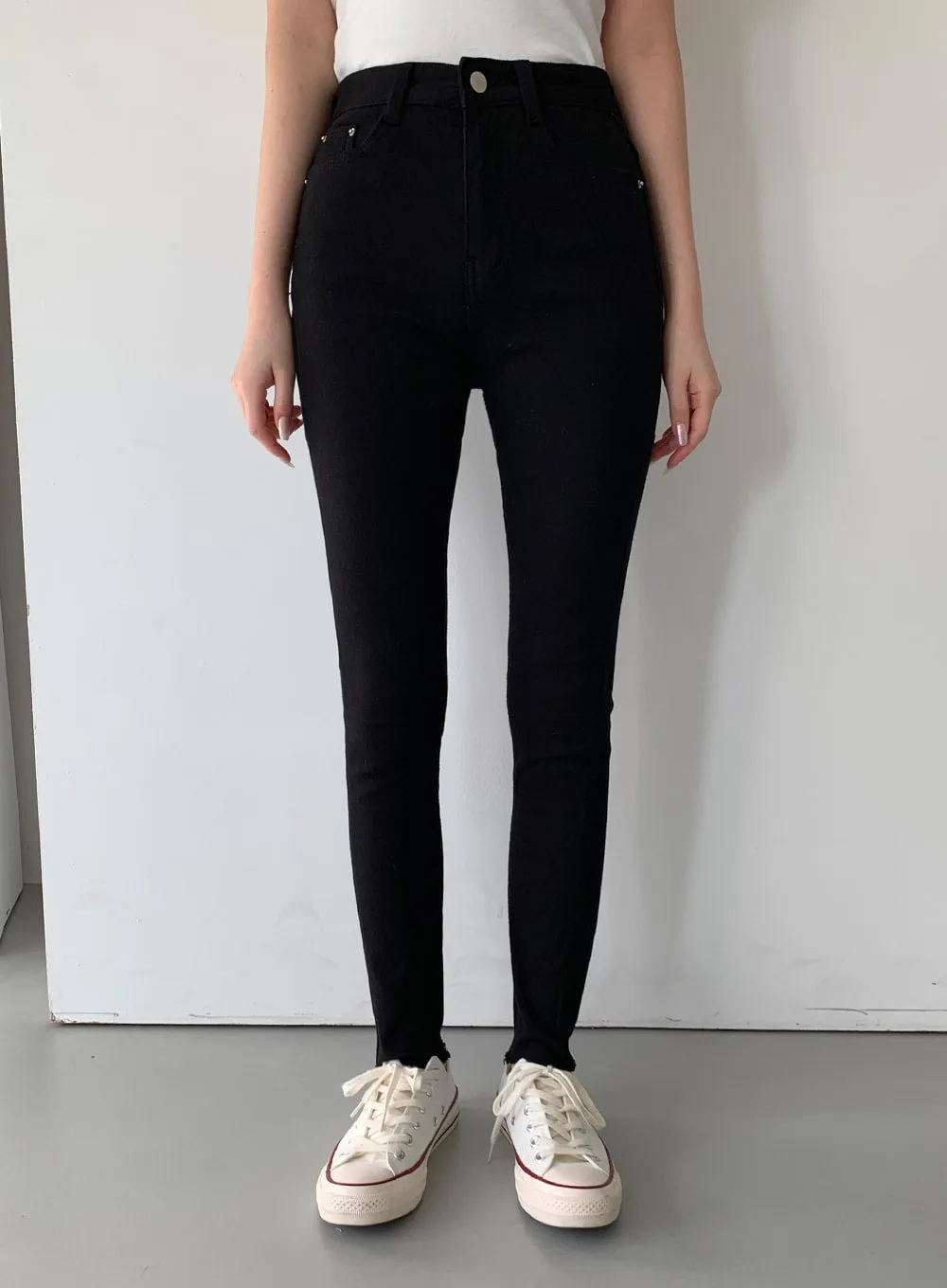 High Waist Cotton Skinny Pants J31