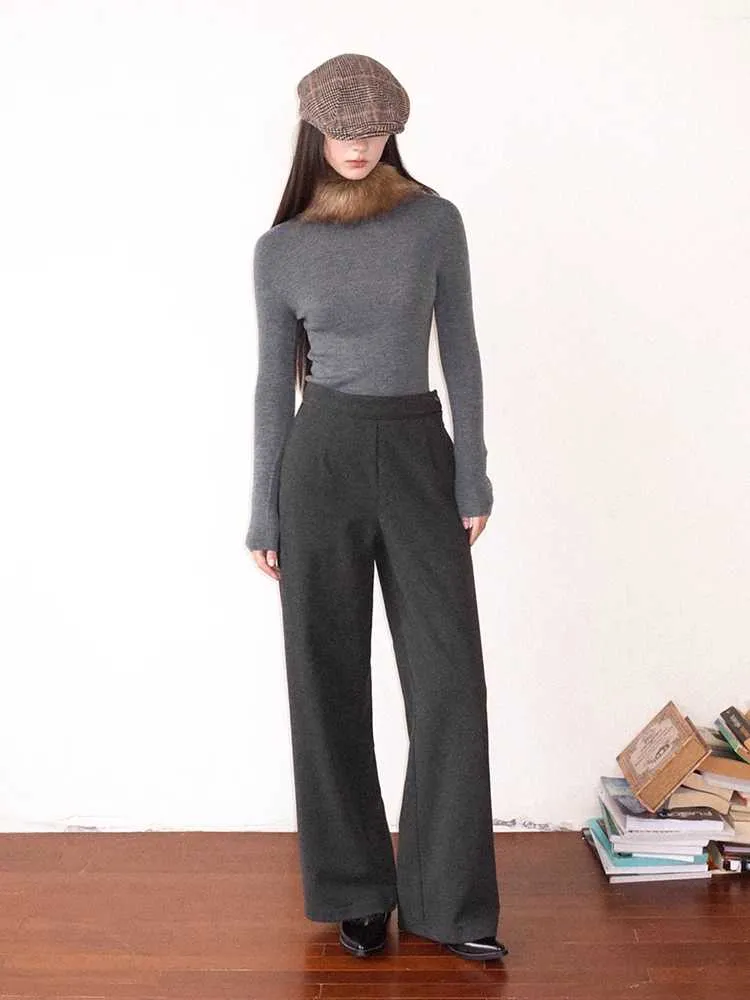 High waist straight pants【s0000010709】