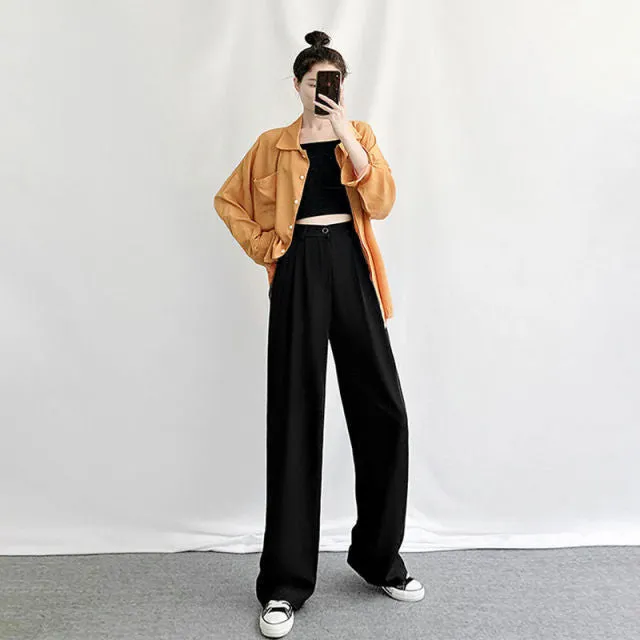 High-Waisted Pants With Loose Fit