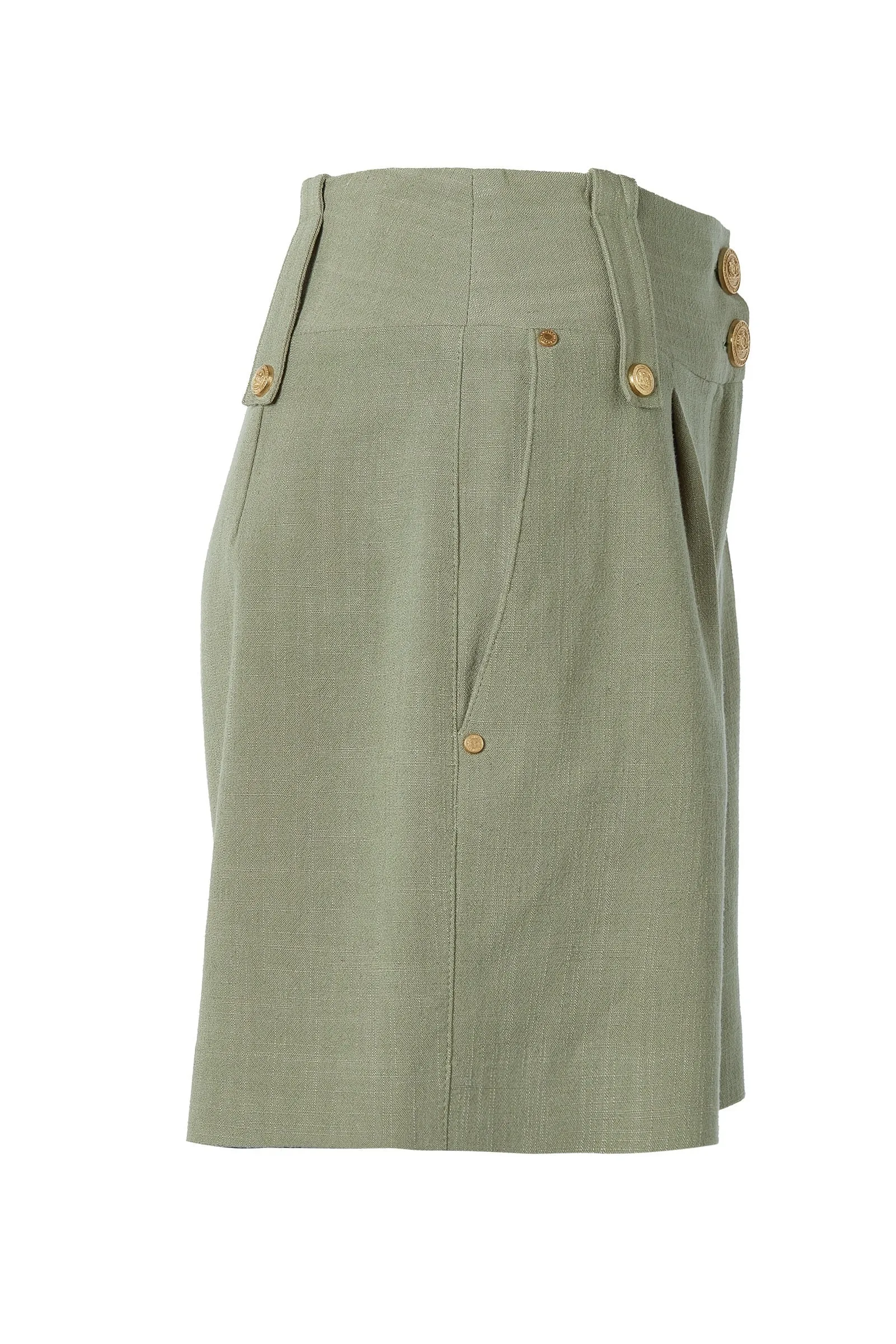 Holland Cooper Tailored Linen Short in Sage