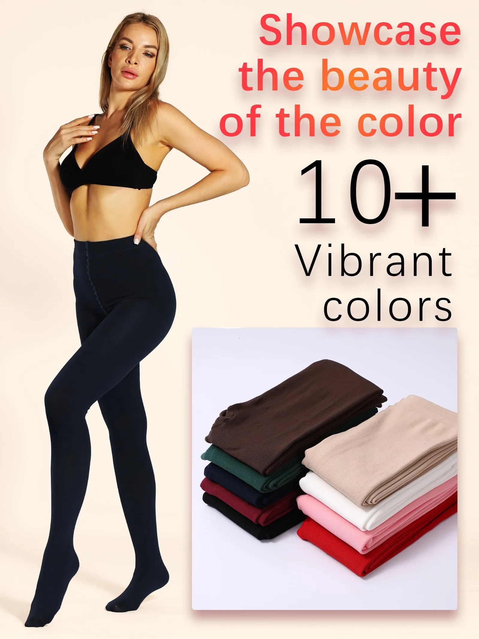 HONENNA Colorful Womens Fleece Lined Tights High Waisted Opaque Winter Thermal Pantyhose, Medias Termicas Para Mujer