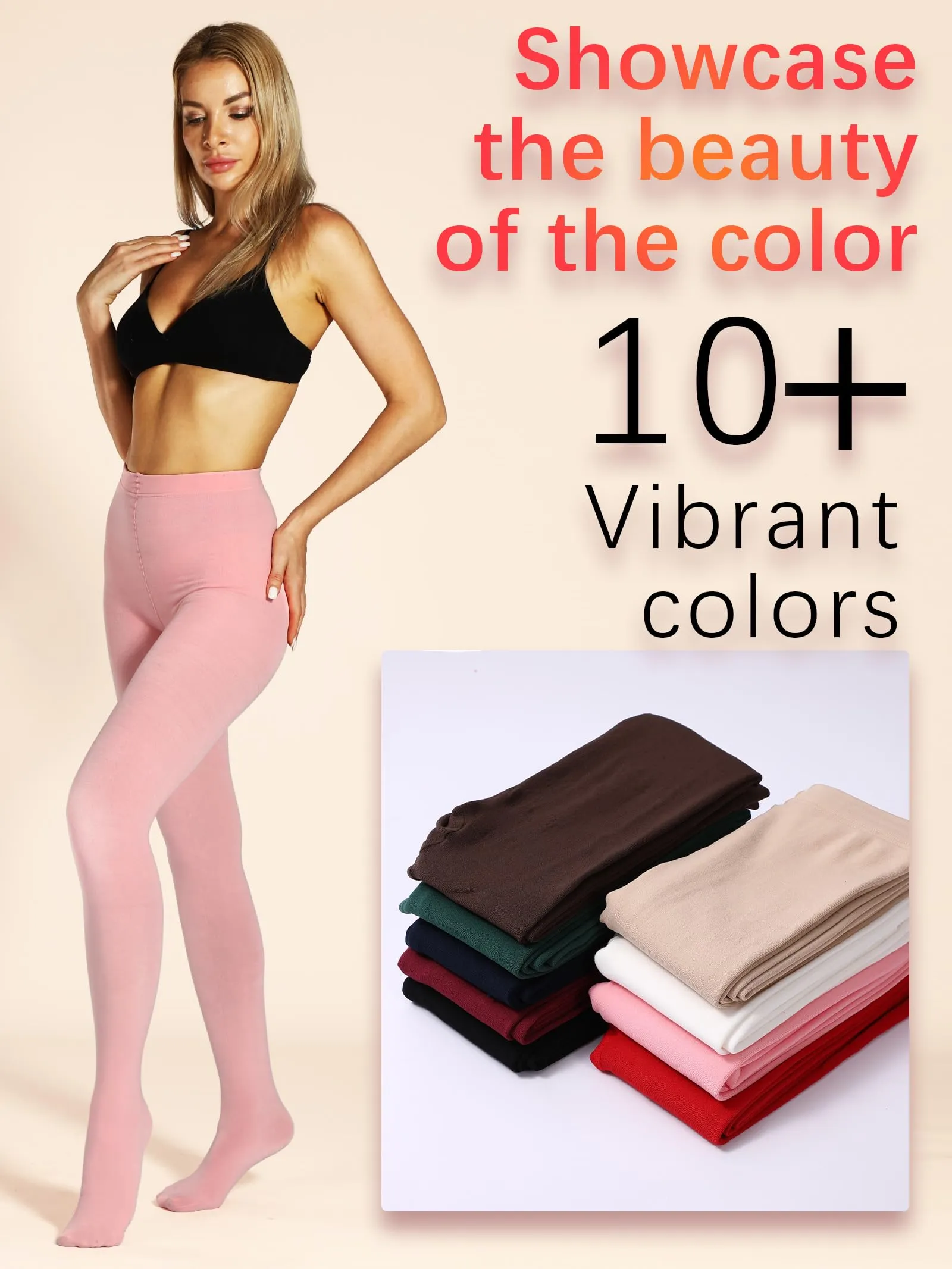 HONENNA Colorful Womens Fleece Lined Tights High Waisted Opaque Winter Thermal Pantyhose, Medias Termicas Para Mujer