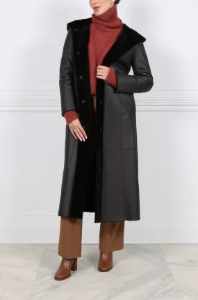 Hooded Reversible Merino Shearling Coat