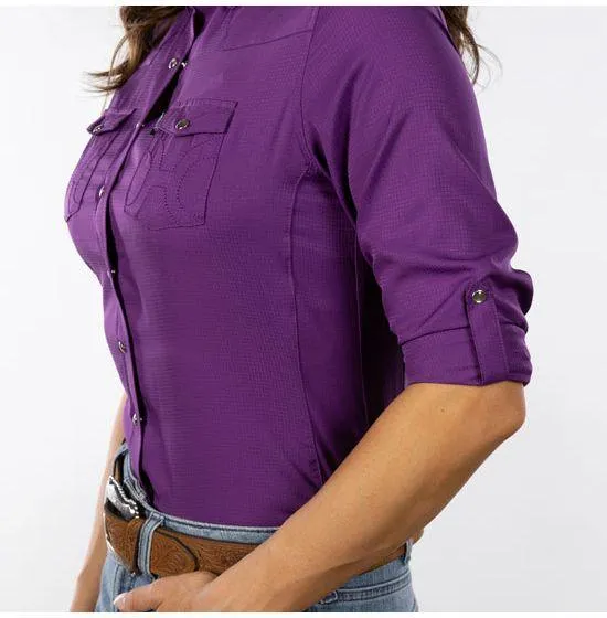 Hooey Women’s Sol Petunia Purple Snap Up Long Sleeve Western Shirt HT1766PL