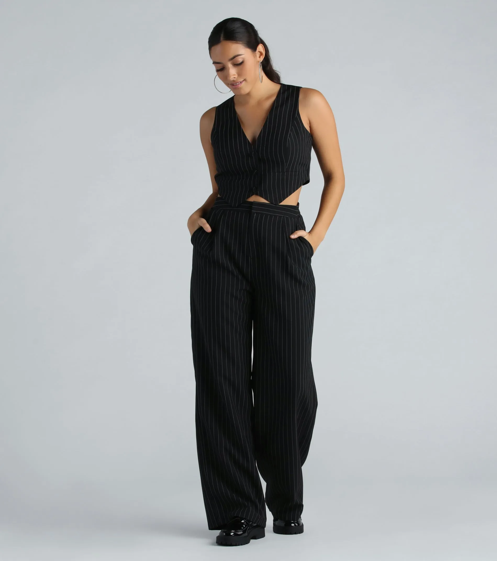 Iconic Vibes Pinstripe Trouser Pants