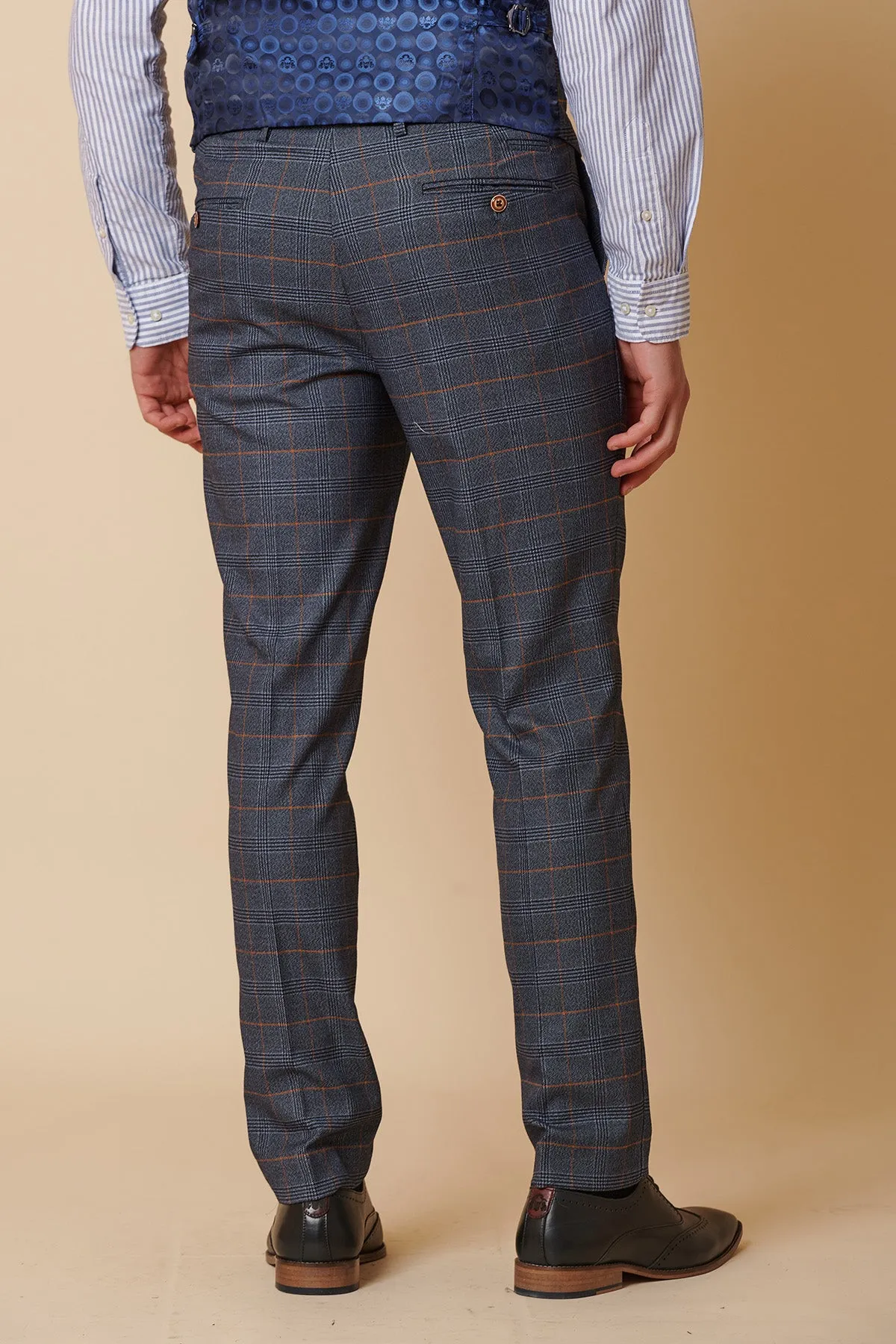 JENSON - Sky Blue Check Suit with Double Breasted Waistcoat