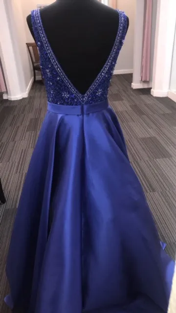 Jovani JVN67198 Sizes 6 Royal prom dress V neck A line evening gown Pockets