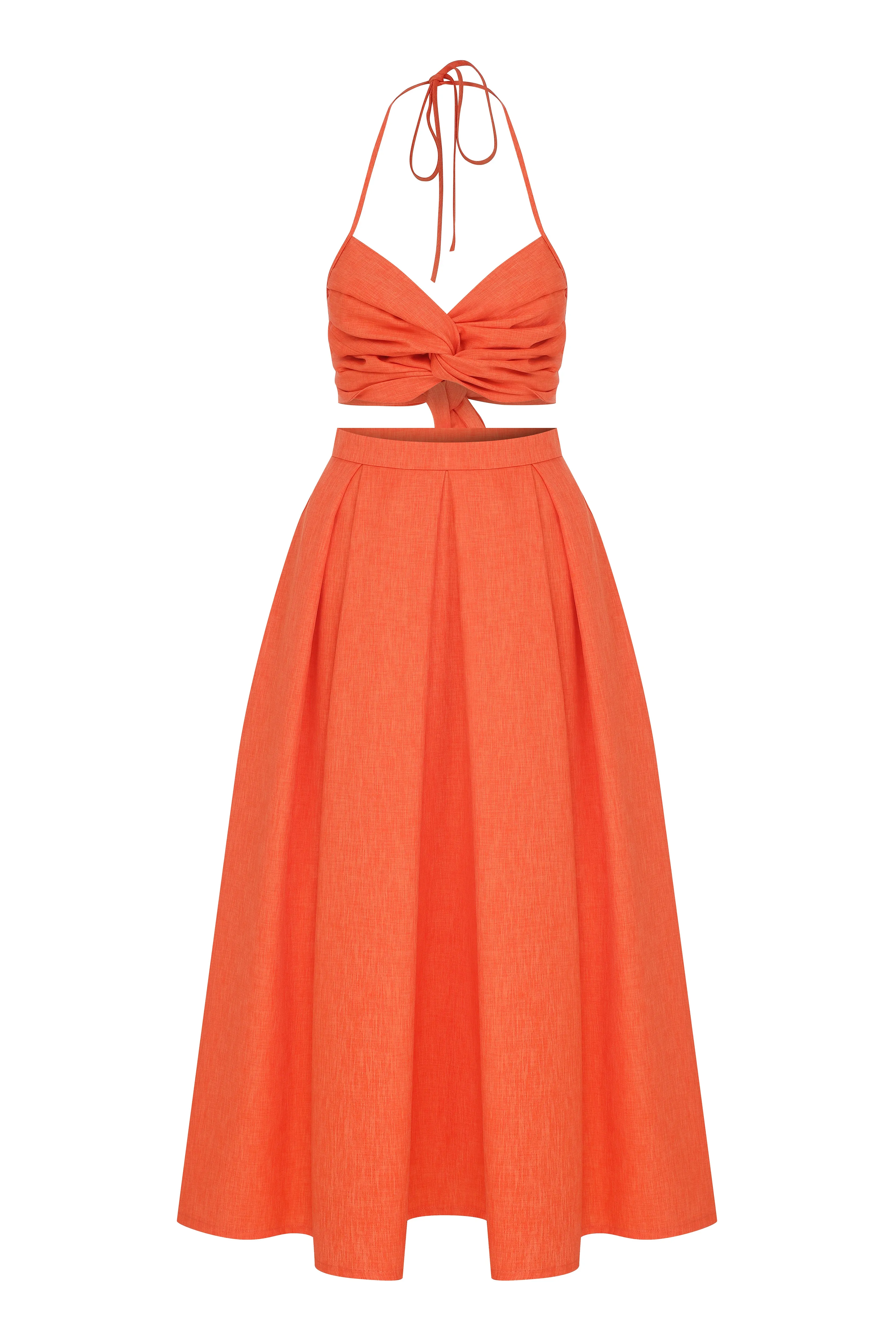 June Midi Skirt in Spicy Orange