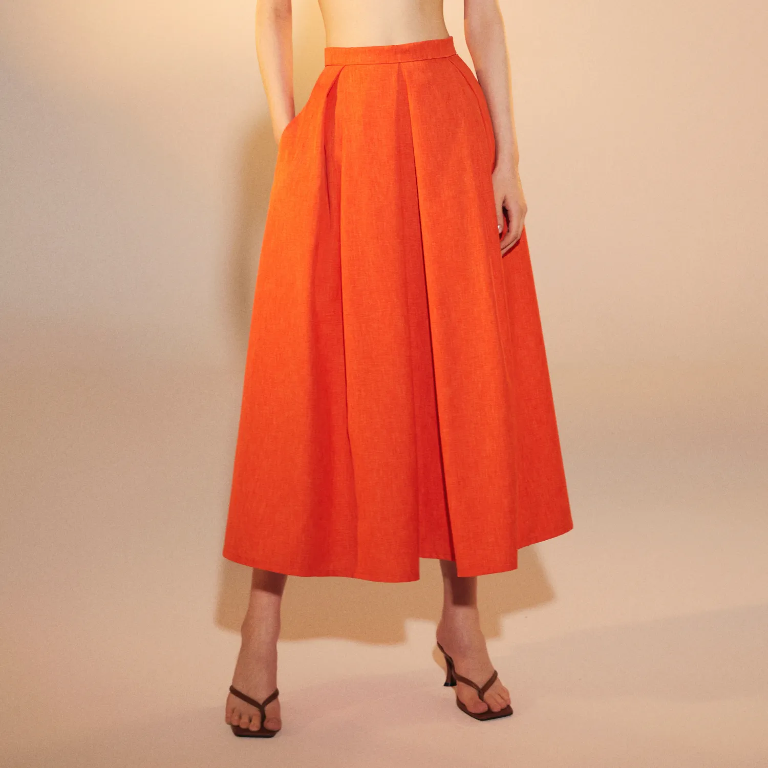 June Midi Skirt in Spicy Orange