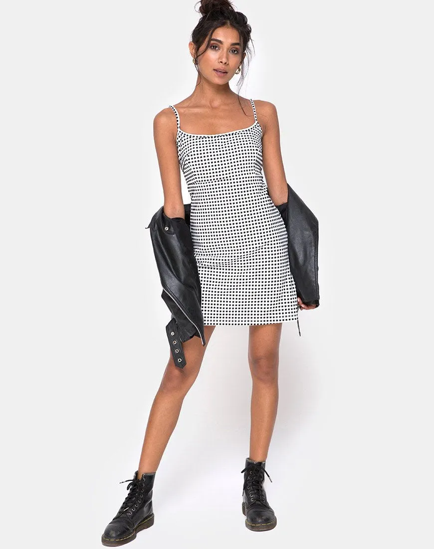 Junice Dress in Gingham Ivory Black