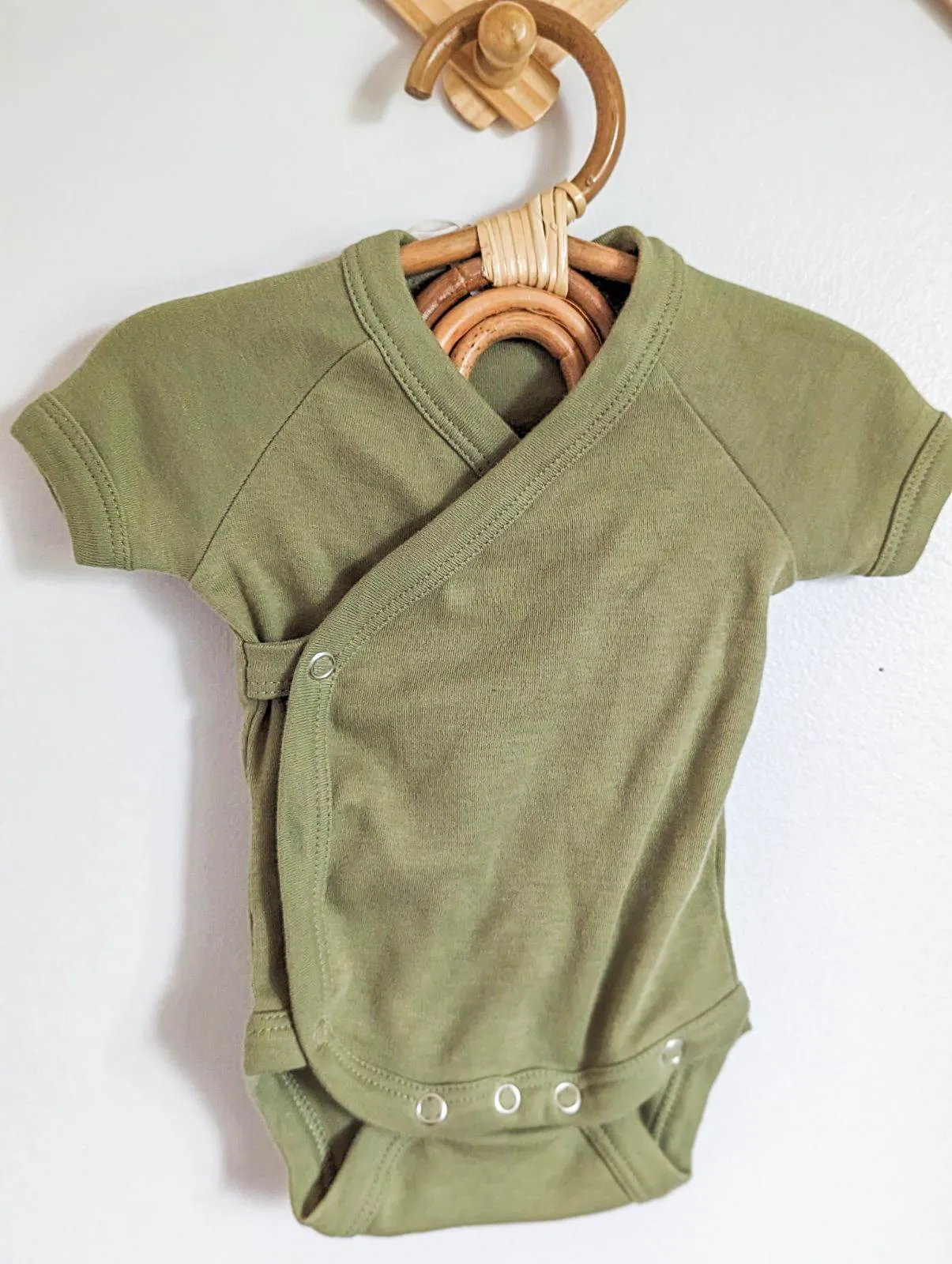 Kate Quinn Organic Cotton Green Wrap Bodysuit (NB)