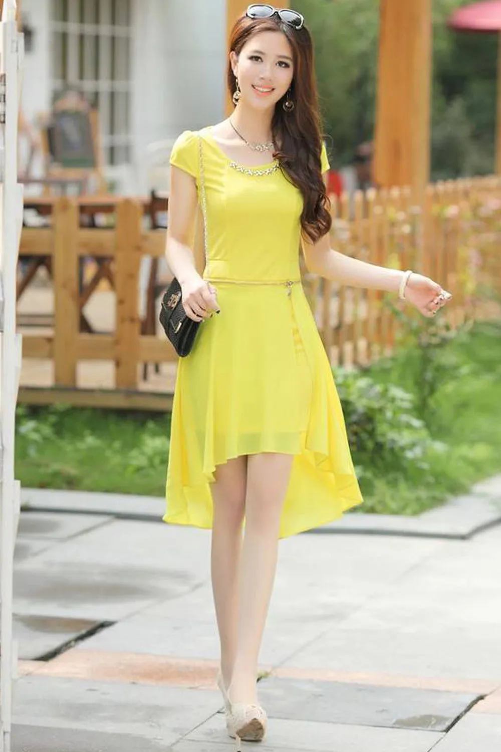 Ketty More Women Short Length Fit Waist Chiffon Dress-KMWD340